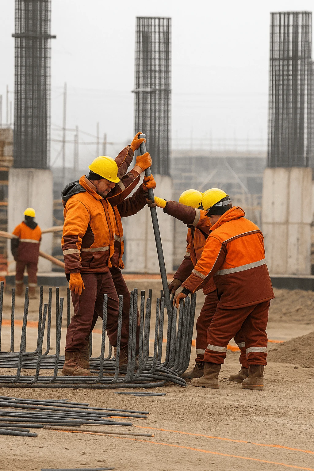 Construction team in action